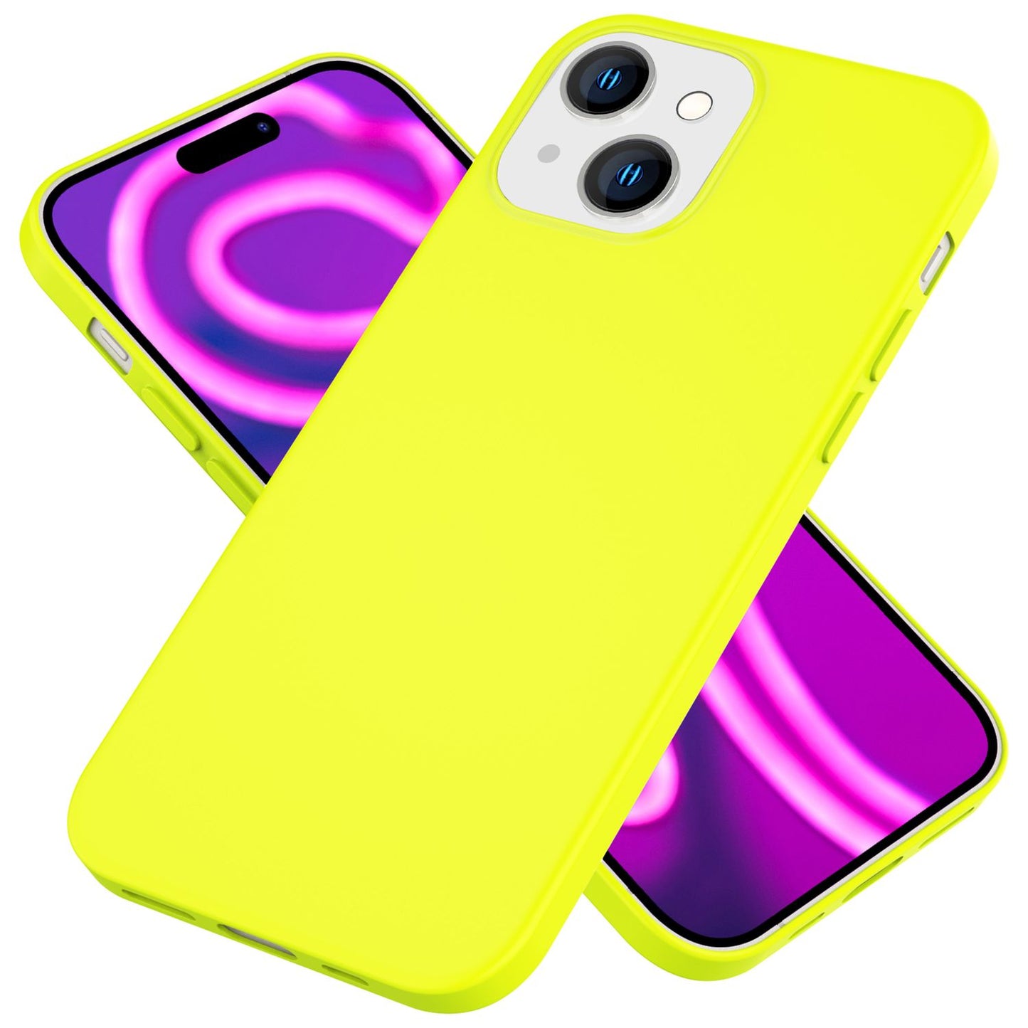 NALIA Neon Silikonhülle für iPhone 15 Plus – Soft-Touch & Signal-Neon – NEONSHOCK (Matte Schutzhülle) – Marke aus Berlin