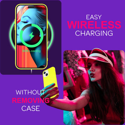 NALIA Neon Silikonhülle für iPhone 15 Plus – Soft-Touch & Signal-Neon – NEONSHOCK (Matte Schutzhülle) – Marke aus Berlin