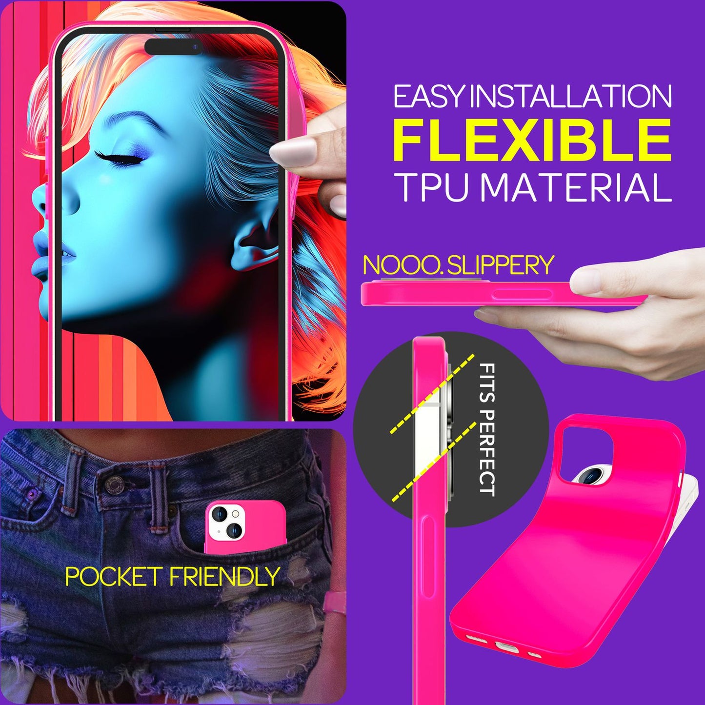 NALIA Neon Silikonhülle für iPhone 15 Plus – Soft-Touch & Signal-Neon – NEONSHOCK (Matte Schutzhülle) – Marke aus Berlin