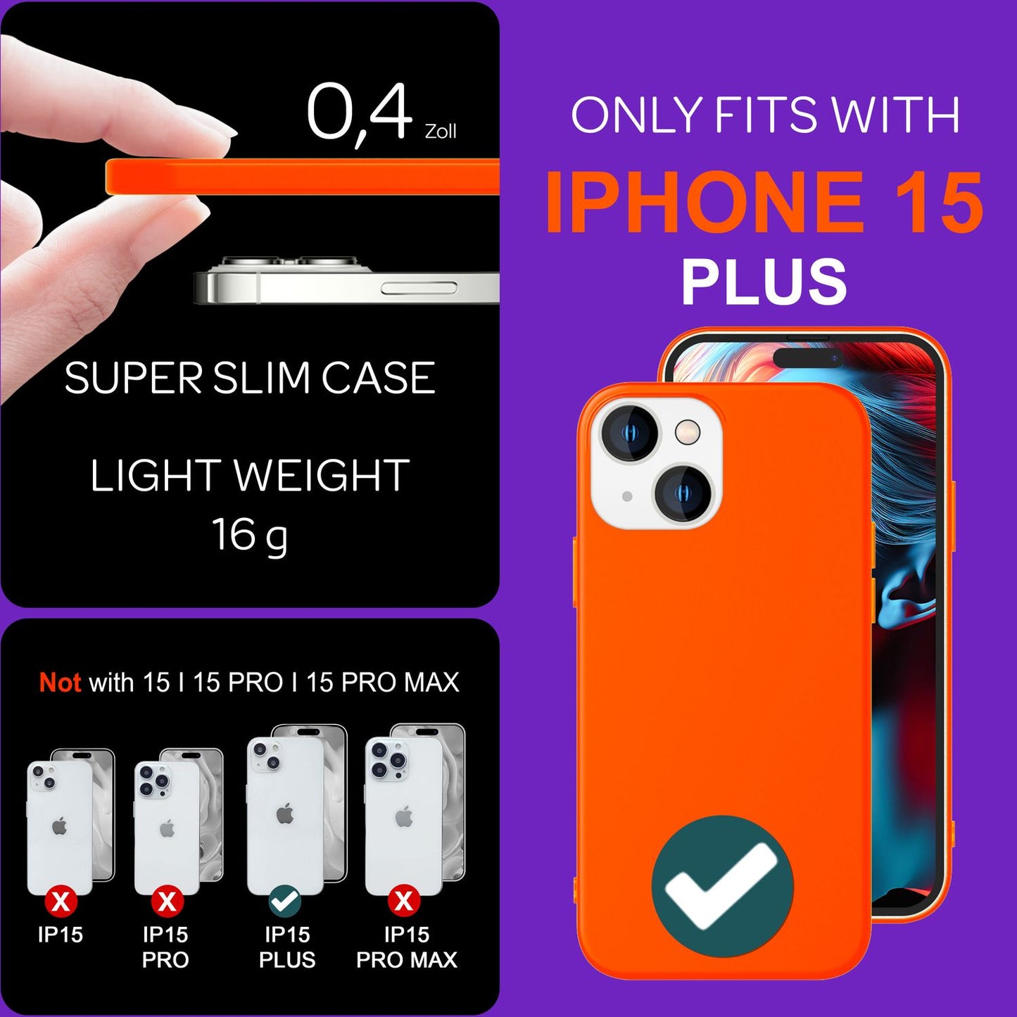 NALIA Neon Silikonhülle für iPhone 15 Plus – Soft-Touch & Signal-Neon – NEONSHOCK (Matte Schutzhülle) – Marke aus Berlin