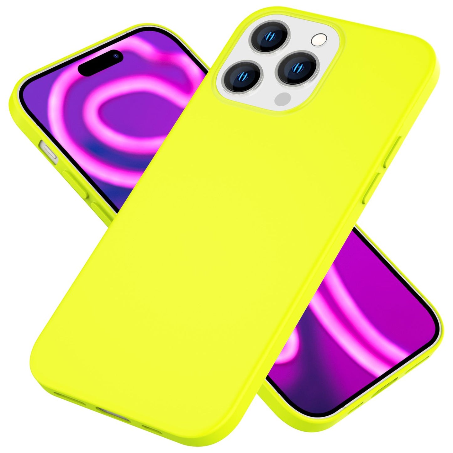 NALIA Neon Silikonhülle für iPhone 15 Pro – Soft-Touch & Signal-Neon – NEONSHOCK (Matte Schutzhülle) – Marke aus Berlin