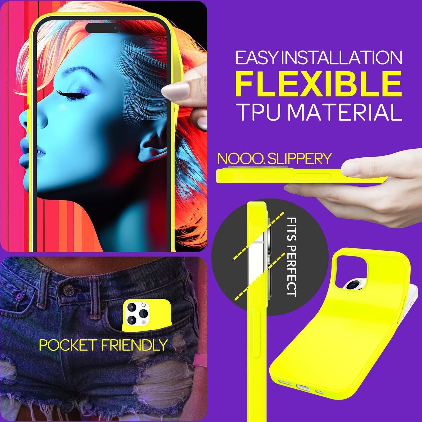 NALIA Neon Silikonhülle für iPhone 15 Pro – Soft-Touch & Signal-Neon – NEONSHOCK (Matte Schutzhülle) – Marke aus Berlin
