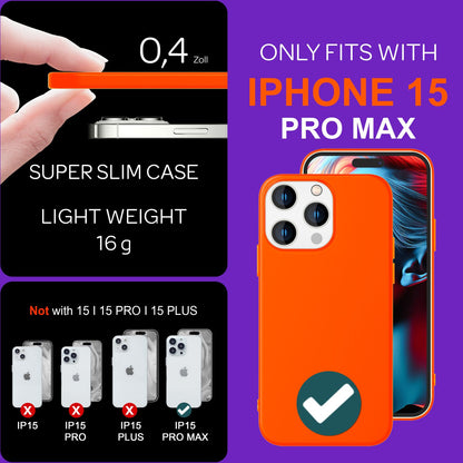 NALIA Neon Silikonhülle für iPhone 15 Pro Max – Soft-Touch & Signal-Neon – NEONSHOCK (Matte Schutzhülle) – Marke aus Berlin