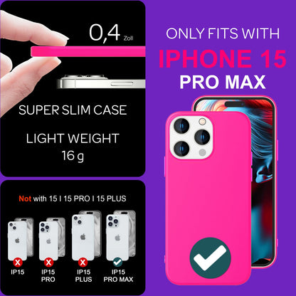 NALIA Neon Silikonhülle für iPhone 15 Pro Max – Soft-Touch & Signal-Neon – NEONSHOCK (Matte Schutzhülle) – Marke aus Berlin