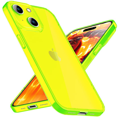 NALIA Neon Silikonhülle für iPhone 15 – Knallige Signal-Farbe & Linsenschutz – VIBE (Transparentes Case) – Marke aus Berlin