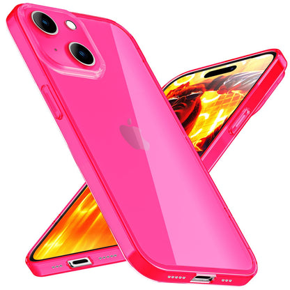 NALIA Neon Silikonhülle für iPhone 15 Plus – Knallige Signal-Farbe & Linsenschutz – VIBE (Transparentes Case) – Marke aus Berlin