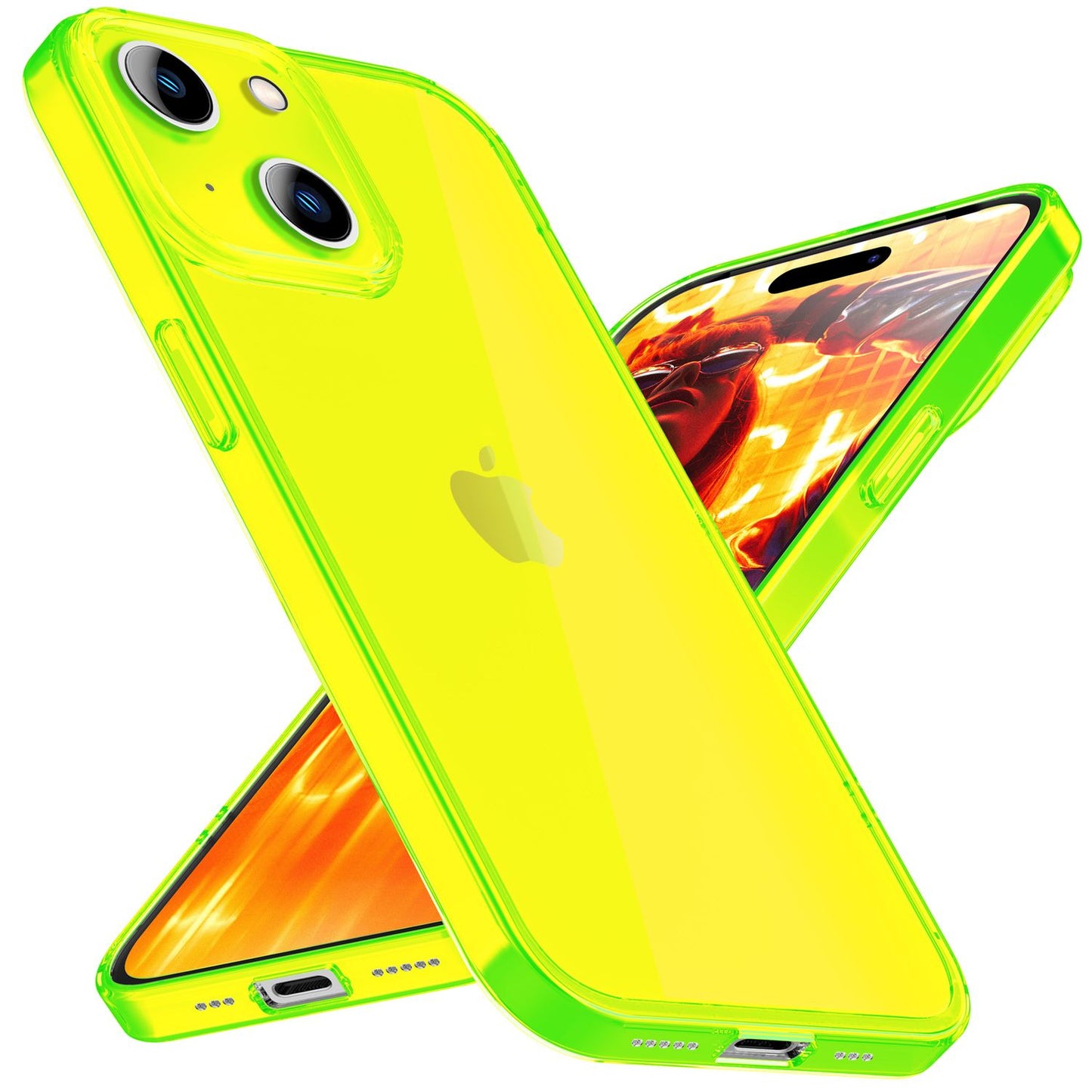 NALIA Neon Silikonhülle für iPhone 15 Plus – Knallige Signal-Farbe & Linsenschutz – VIBE (Transparentes Case) – Marke aus Berlin