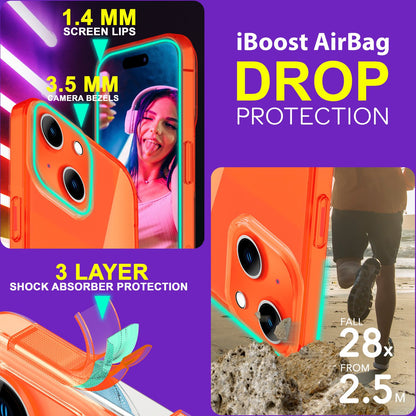 NALIA Neon Silikonhülle für iPhone 15 Plus – Knallige Signal-Farbe & Linsenschutz – VIBE (Transparentes Case) – Marke aus Berlin