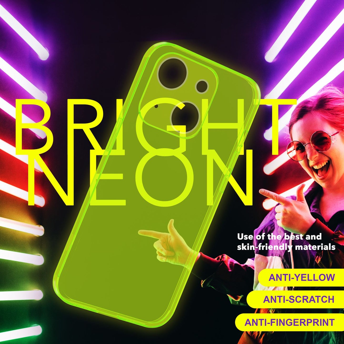 NALIA Neon Silikonhülle für iPhone 15 Plus – Knallige Signal-Farbe & Linsenschutz – VIBE (Transparentes Case) – Marke aus Berlin