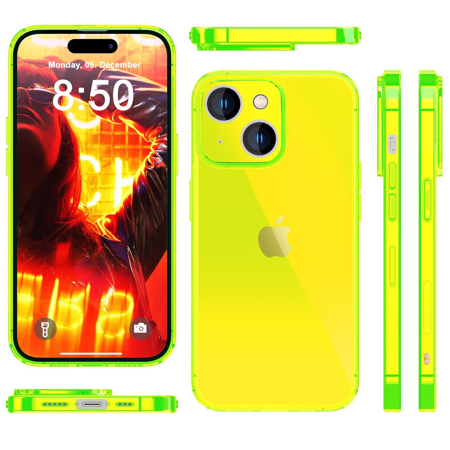 NALIA Neon Silikonhülle für iPhone 15 Plus – Knallige Signal-Farbe & Linsenschutz – VIBE (Transparentes Case) – Marke aus Berlin