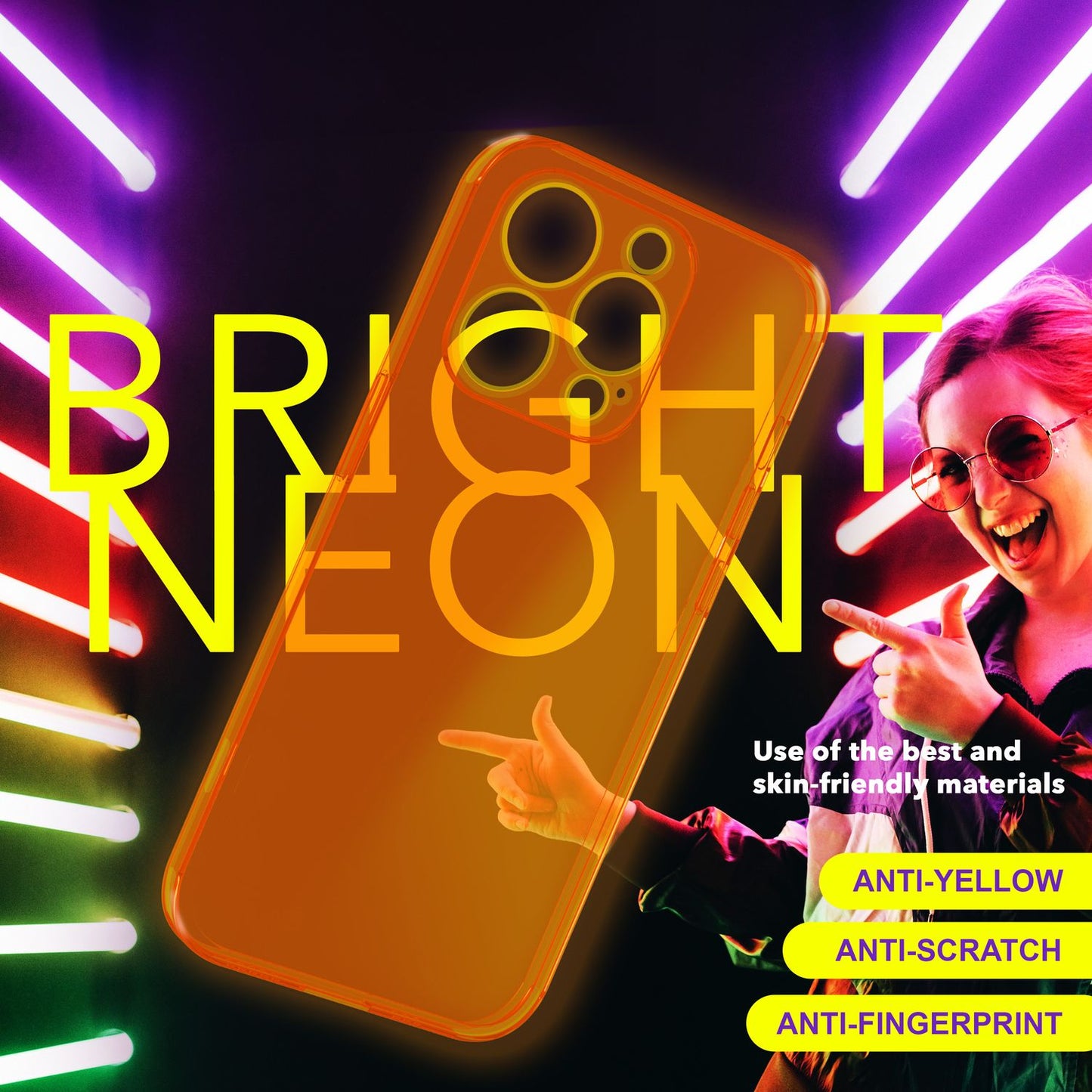 NALIA Neon Silikonhülle für iPhone 15 Pro – Knallige Signal-Farbe & Linsenschutz – VIBE (Transparentes Case) – Marke aus Berlin