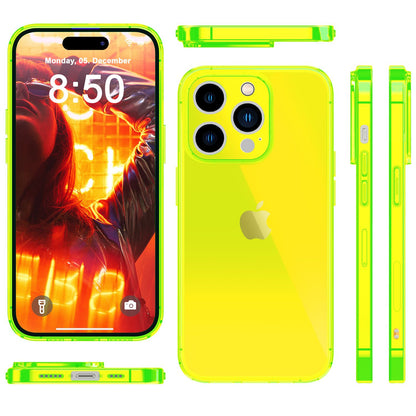 NALIA Neon Silikonhülle für iPhone 15 Pro – Knallige Signal-Farbe & Linsenschutz – VIBE (Transparentes Case) – Marke aus Berlin