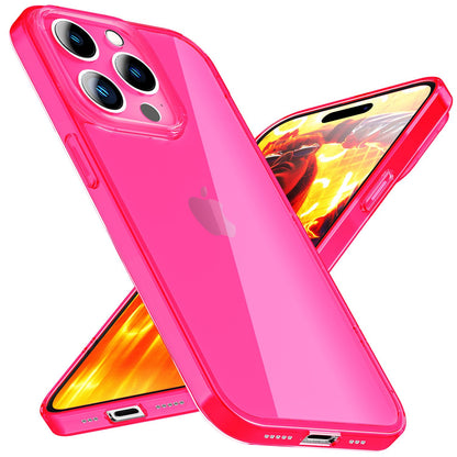 NALIA Neon Silikonhülle für iPhone 15 Pro Max – Knallige Signal-Farbe & Linsenschutz – VIBE (Transparentes Case) – Marke aus Berlin