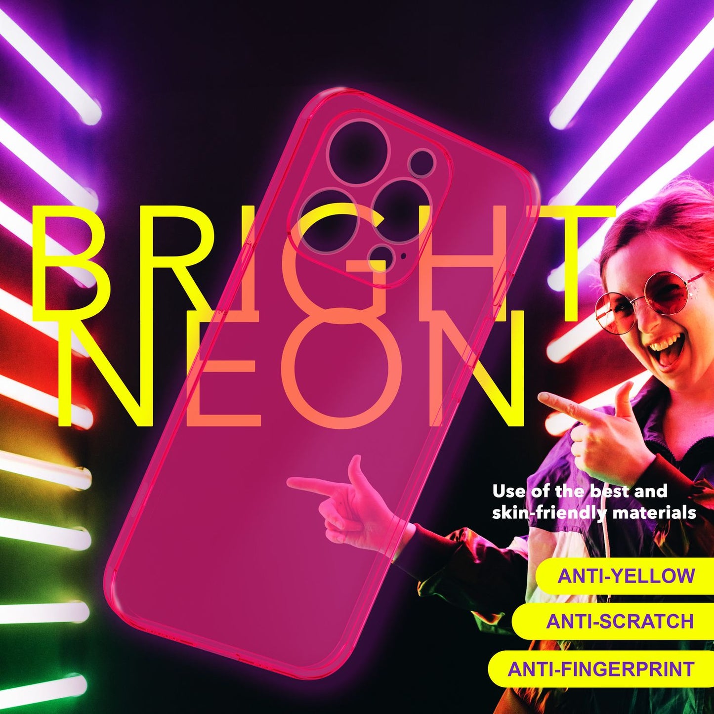NALIA Neon Silikonhülle für iPhone 15 Pro Max – Knallige Signal-Farbe & Linsenschutz – VIBE (Transparentes Case) – Marke aus Berlin