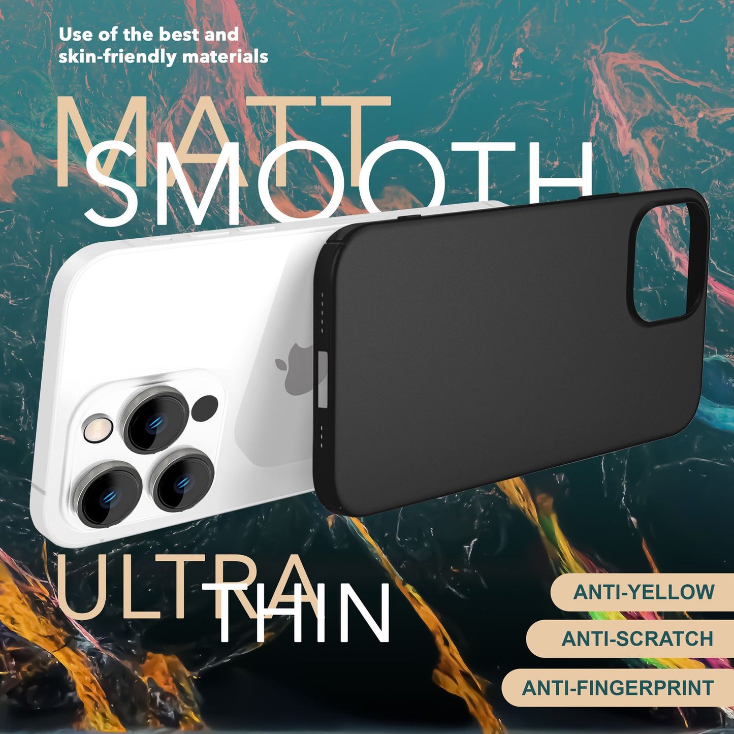 NALIA Ultra Slim Hardcase für iPhone 15 Pro Max – Anti-Fingerabdruck & 0.5mm Dünn – PUREFIT (Matt & Leicht) – Marke aus Berlin