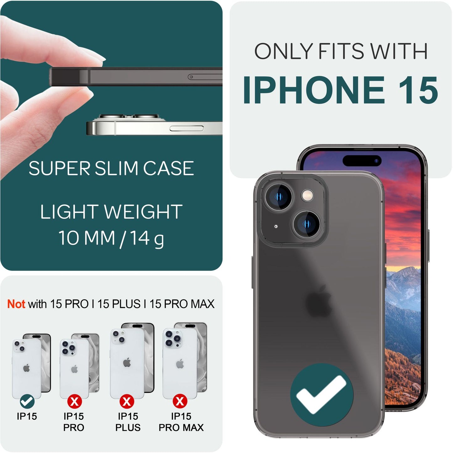 NALIA Ultra Slim Hardcase für iPhone 15 – Matt-Transparent & 0.3mm Dünn – PHANTOM (Hauchdünnes Cover & Kamera-Vollschutz) – Marke aus Berlin