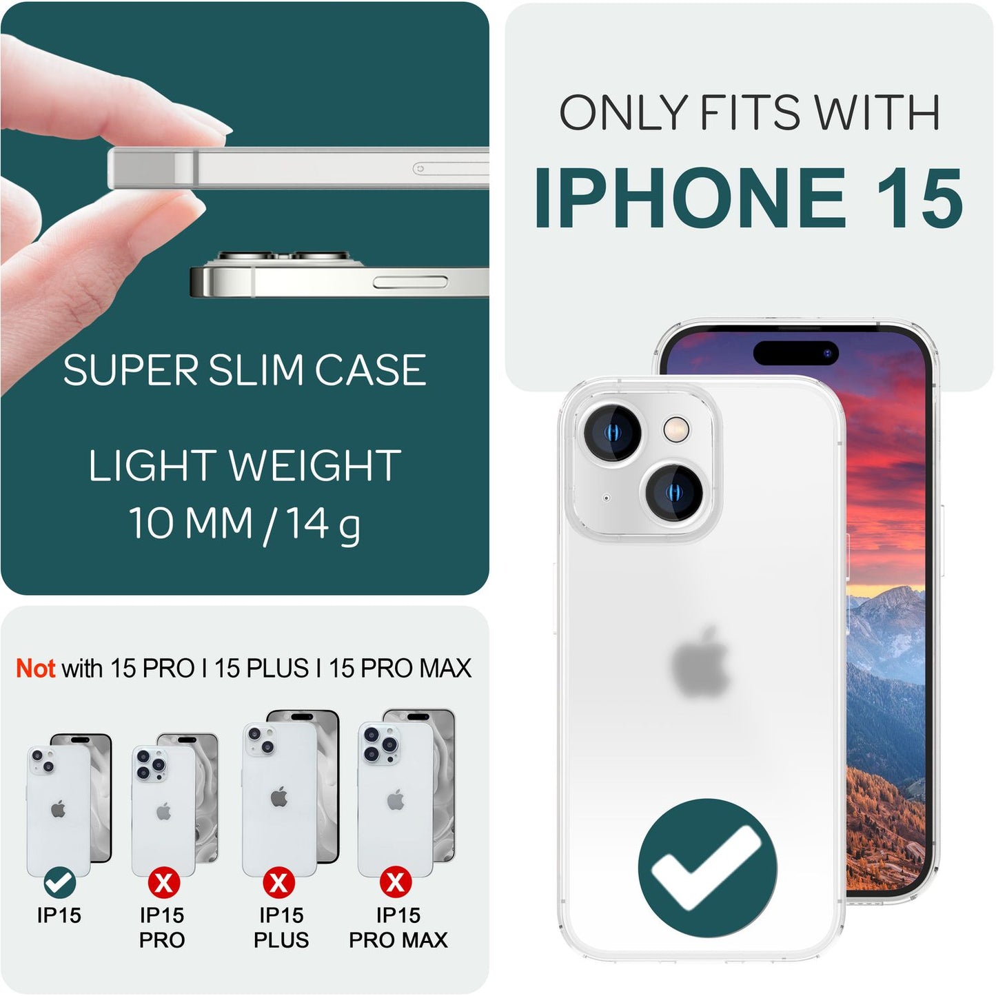 NALIA Ultra Slim Hardcase für iPhone 15 – Matt-Transparent & 0.3mm Dünn – PHANTOM (Hauchdünnes Cover & Kamera-Vollschutz) – Marke aus Berlin