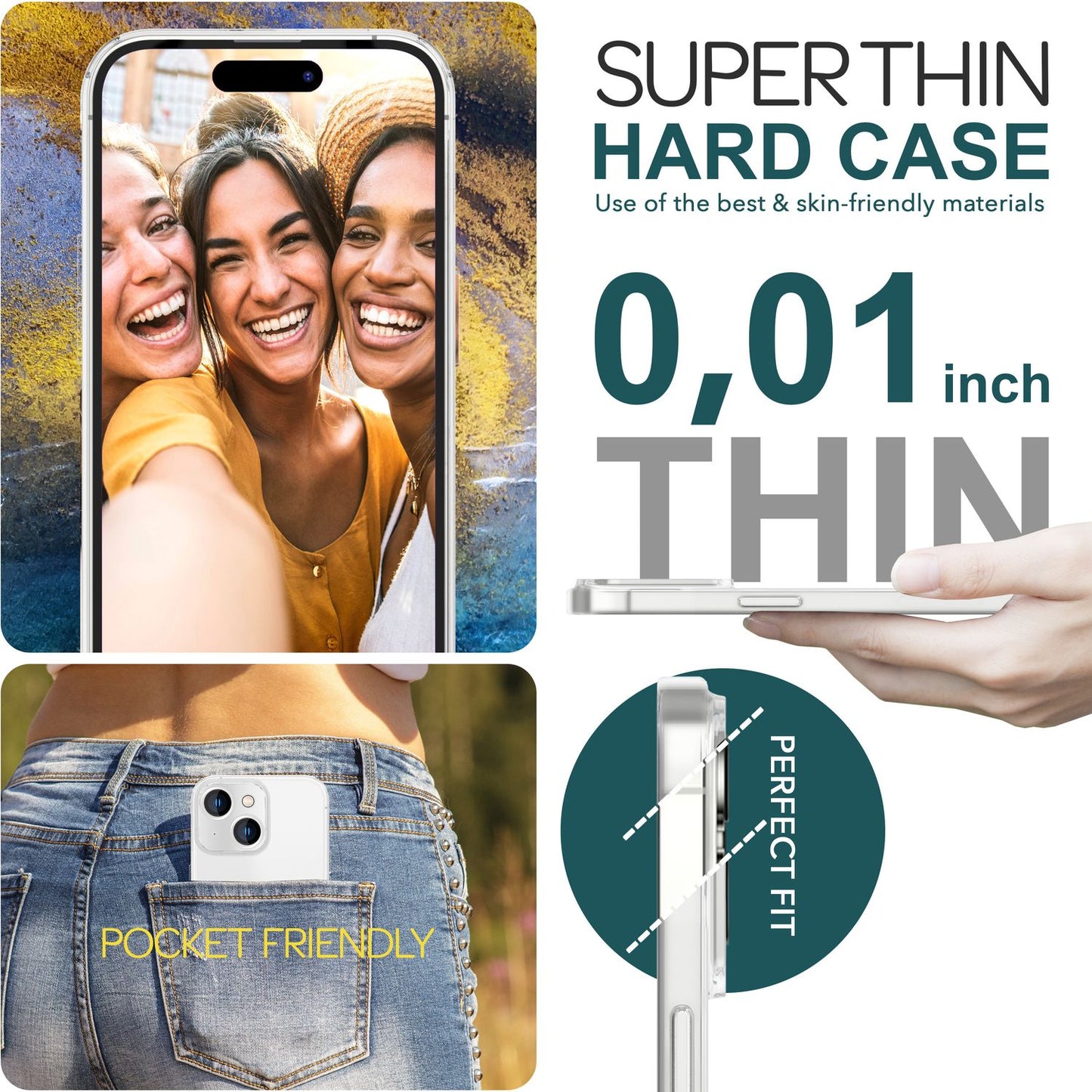 NALIA Ultra Slim Hardcase für iPhone 15 – Matt-Transparent & 0.3mm Dünn – PHANTOM (Hauchdünnes Cover & Kamera-Vollschutz) – Marke aus Berlin