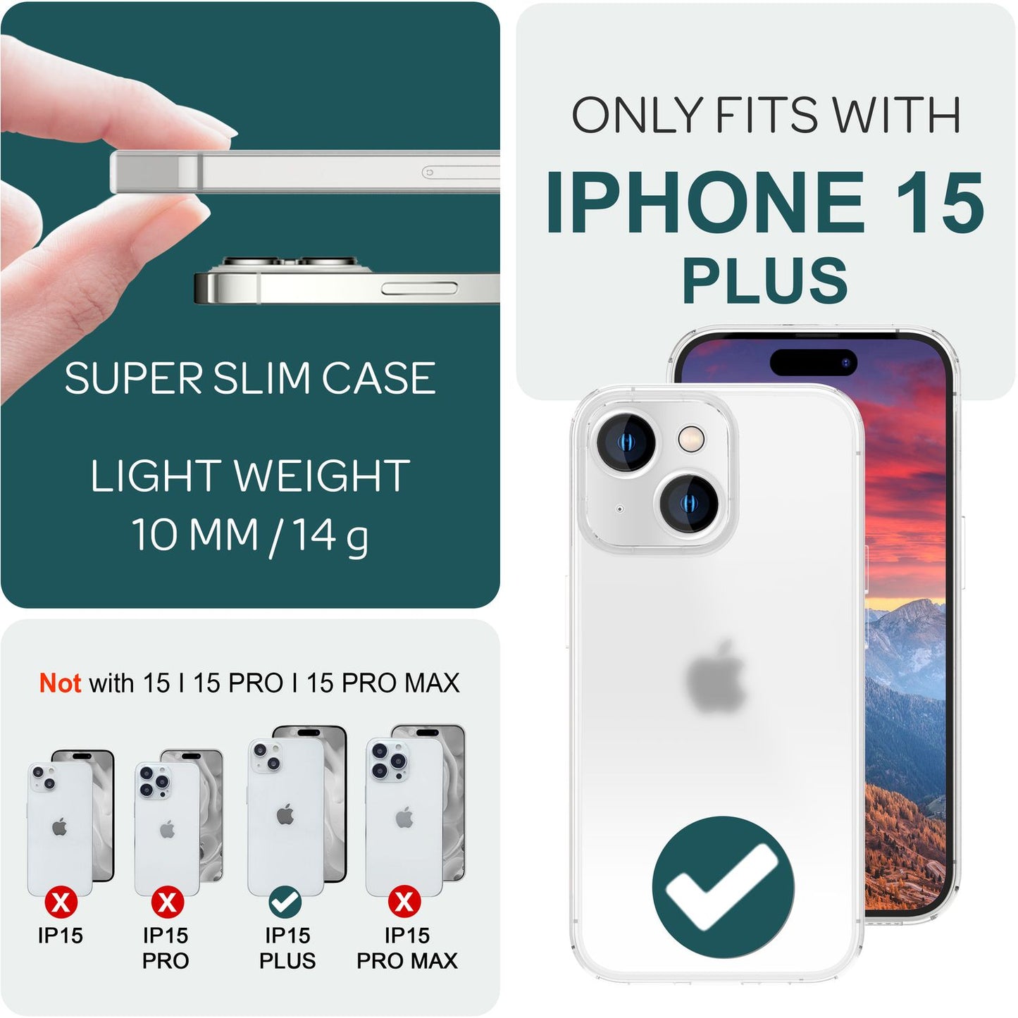 NALIA Ultra Slim Hardcase für iPhone 15 Plus – Matt-Transparent & 0.3mm Dünn – PHANTOM (Hauchdünnes Cover & Kamera-Vollschutz) – Marke aus Berlin