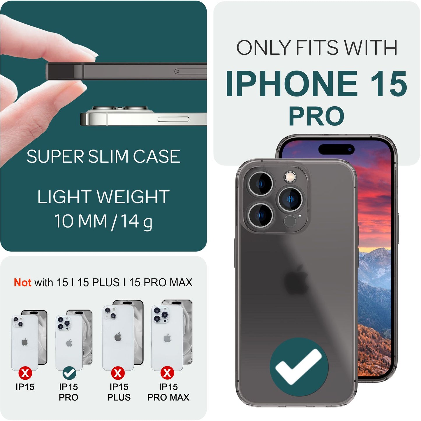 NALIA Ultra Slim Hardcase für iPhone 15 Pro – Matt-Transparent & 0.3mm Dünn – PHANTOM (Hauchdünnes Cover & Kamera-Vollschutz) – Marke aus Berlin