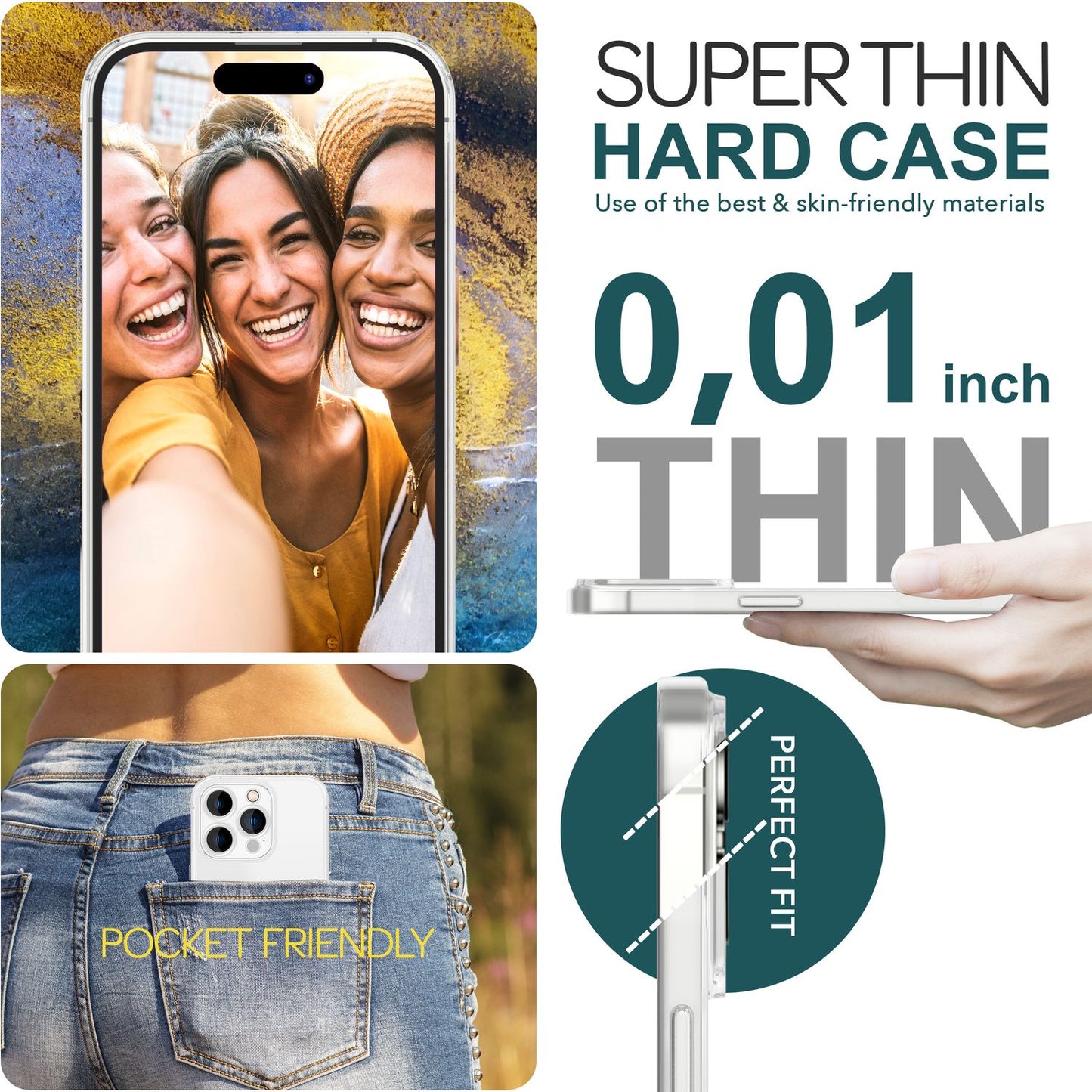 NALIA Ultra Slim Hardcase für iPhone 15 Pro Max – Matt-Transparent & 0.3mm Dünn – PHANTOM (Hauchdünnes Cover & Kamera-Vollschutz) – Marke aus Berlin