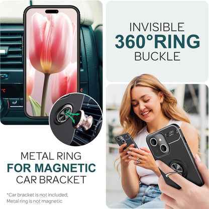 NALIA Ringhülle für iPhone 15 – Ring-Ständer 360° & für Magnet-Halter – GRIP360 (Mattiertes Silikon Case) – Marke aus Berlin