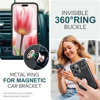 NALIA Ringhülle für iPhone 15 Pro – Ring-Ständer 360° & für Magnet-Halter – GRIP360 (Mattiertes Silikon Case) – Marke aus Berlin