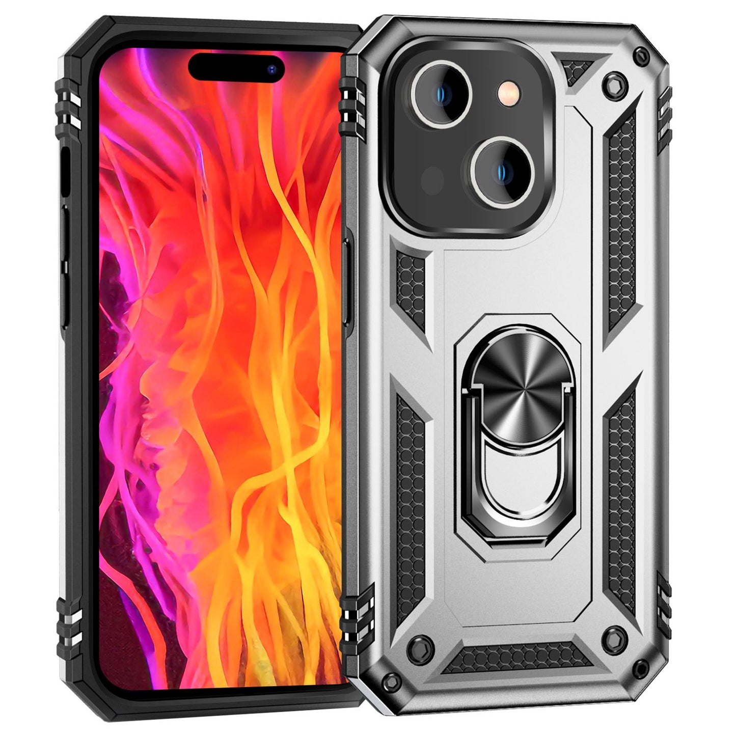 NALIA Panzerhülle für iPhone 15 Plus – Ring-Ständer 360° & Magnet-Halterung Kompatibel – RINGDEFEND (Stoßfestes Outdoor Case) – Marke aus Berlin