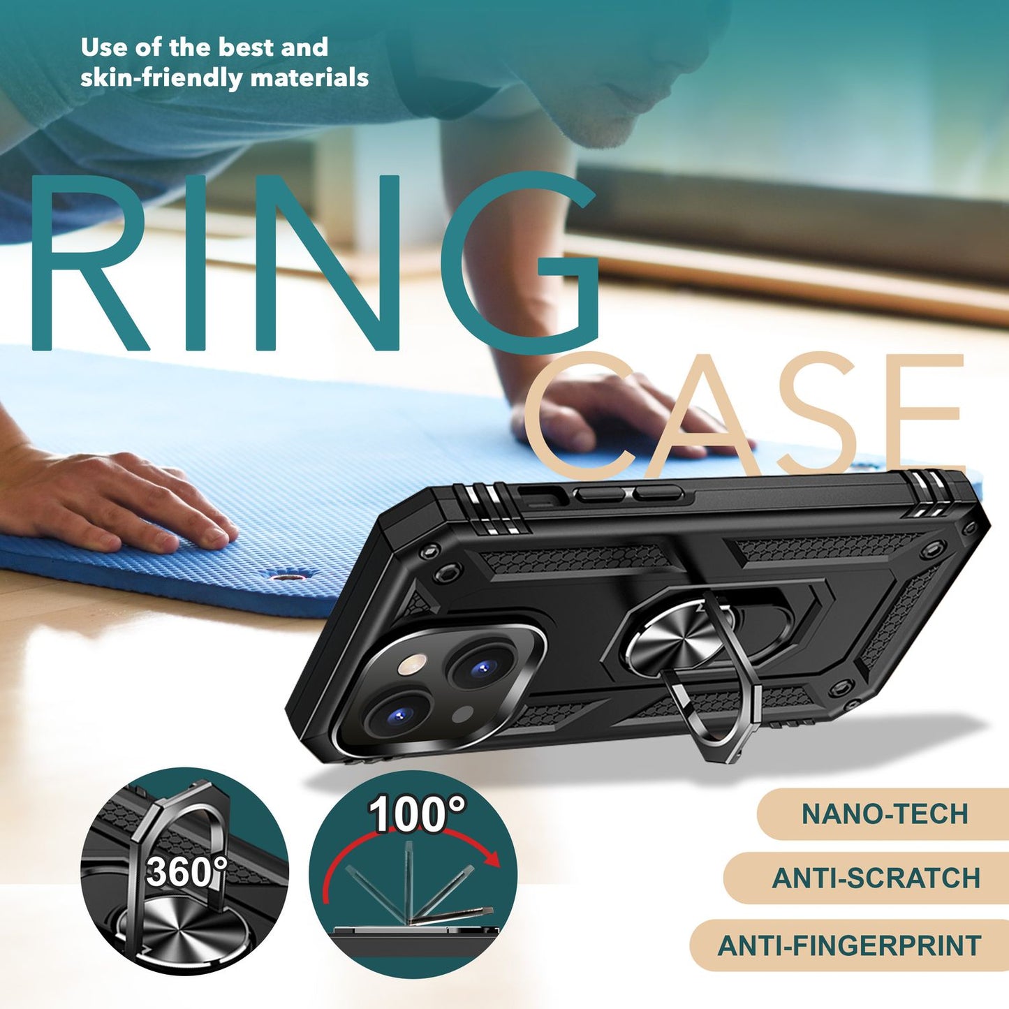 NALIA Panzerhülle für iPhone 15 Plus – Ring-Ständer 360° & Magnet-Halterung Kompatibel – RINGDEFEND (Stoßfestes Outdoor Case) – Marke aus Berlin