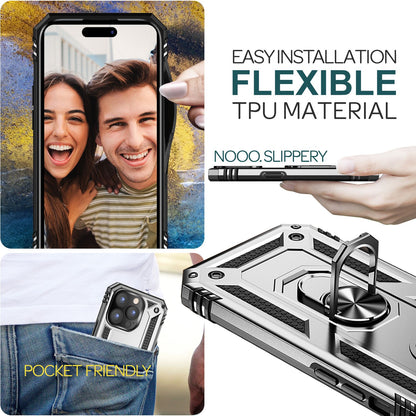 NALIA Panzerhülle für iPhone 15 Pro – Ring-Ständer 360° & Magnet-Halterung Kompatibel – RINGDEFEND (Stoßfestes Outdoor Case) – Marke aus Berlin