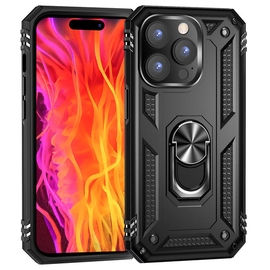 NALIA Panzerhülle für iPhone 15 Pro Max – Ring-Ständer 360° & Magnet-Halterung Kompatibel – RINGDEFEND (Stoßfestes Outdoor Case) – Marke aus Berlin