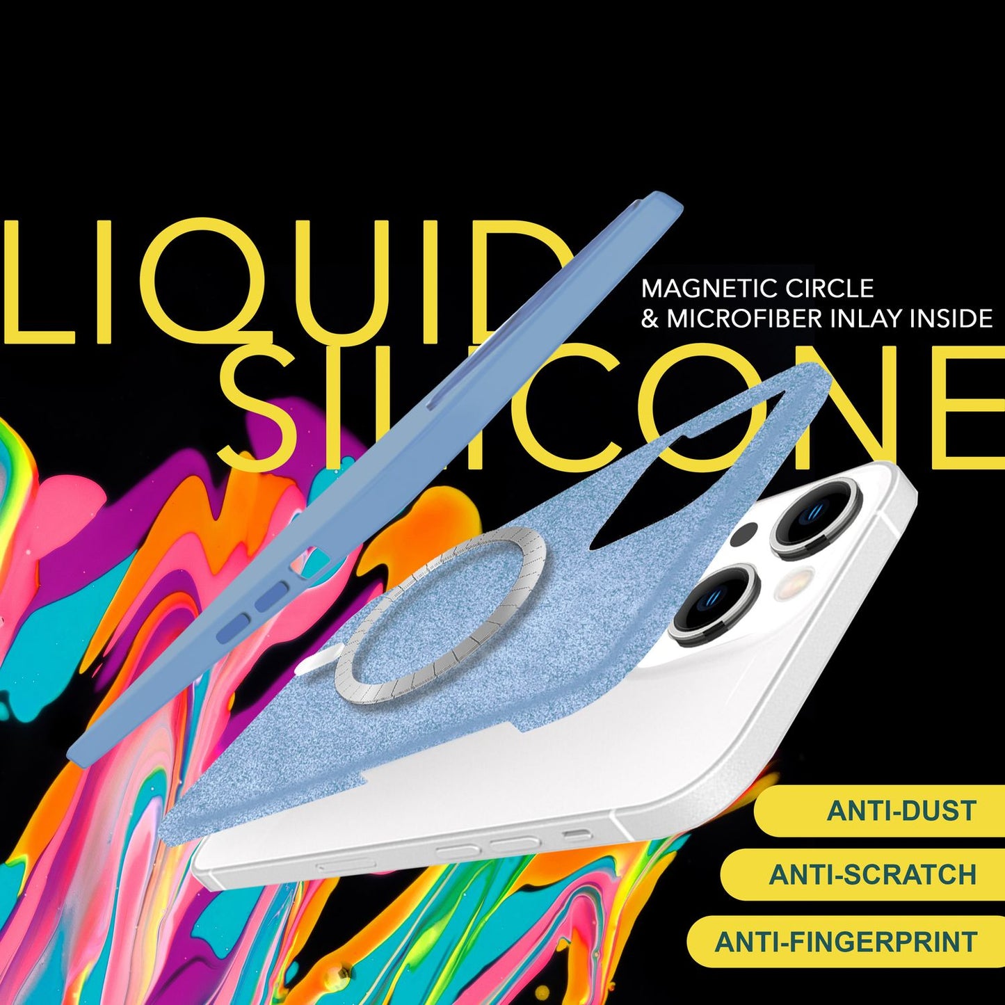 NALIA Magnet Silikonhülle für iPhone 15 – MagSafe kompatibel & Liquid Silicone – SLIQ (Soft-Touch Schutz & Mikrofaser Innen) – Marke aus Berlin
