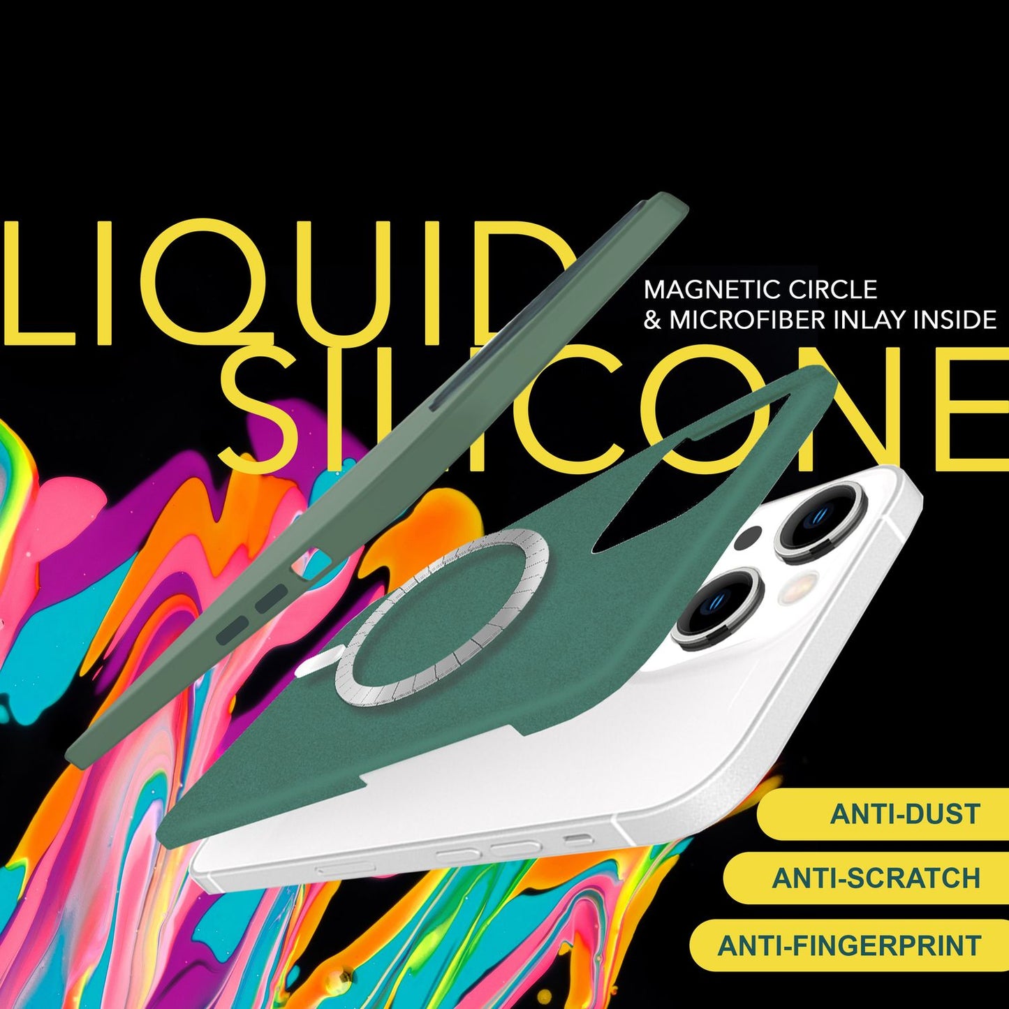 NALIA Magnet Silikonhülle für iPhone 15 – MagSafe kompatibel & Liquid Silicone – SLIQ (Soft-Touch Schutz & Mikrofaser Innen) – Marke aus Berlin