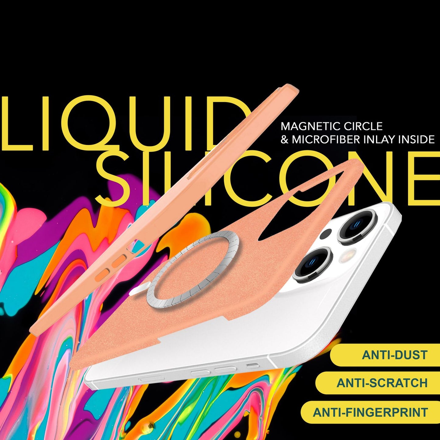 NALIA Magnet Silikonhülle für iPhone 15 – MagSafe kompatibel & Liquid Silicone – SLIQ (Soft-Touch Schutz & Mikrofaser Innen) – Marke aus Berlin