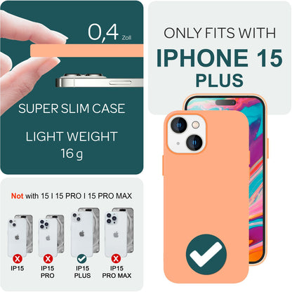 NALIA Magnet Silikonhülle für iPhone 15 Plus – MagSafe kompatibel & Liquid Silicone – SLIQ (Soft-Touch Schutz & Mikrofaser Innen) – Marke aus Berlin
