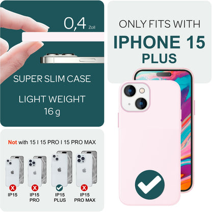 NALIA Magnet Silikonhülle für iPhone 15 Plus – MagSafe kompatibel & Liquid Silicone – SLIQ (Soft-Touch Schutz & Mikrofaser Innen) – Marke aus Berlin