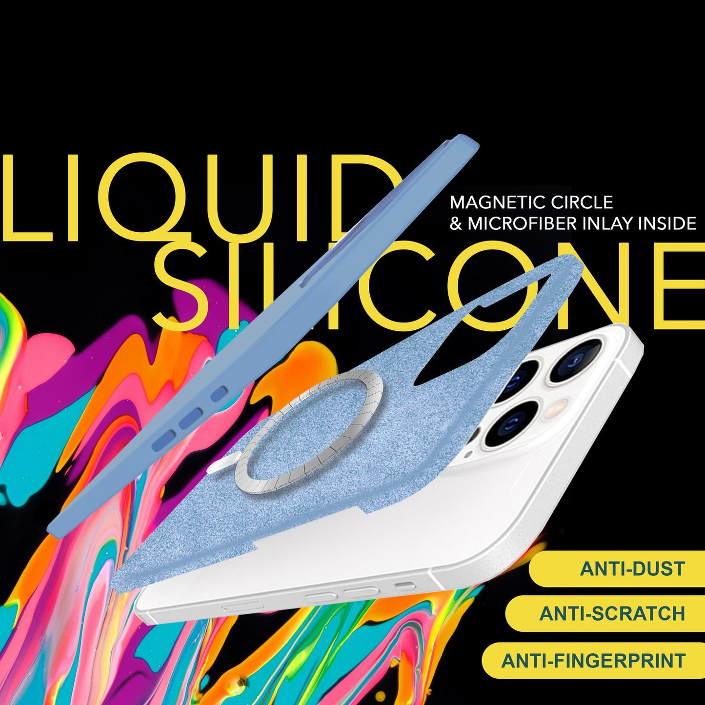 NALIA Magnet Silikonhülle für iPhone 15 Pro – MagSafe kompatibel & Liquid Silicone – SLIQ (Soft-Touch Schutz & Mikrofaser Innen) – Marke aus Berlin