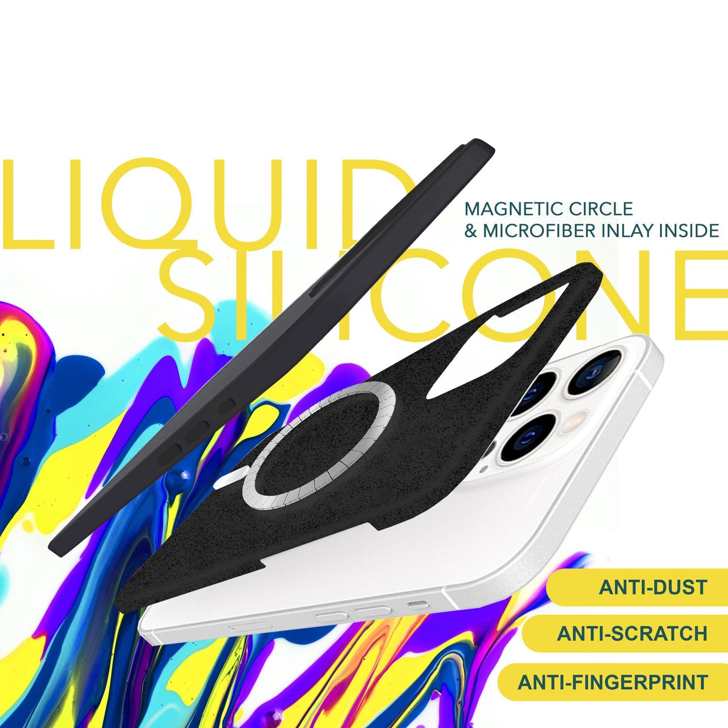 NALIA Magnet Silikonhülle für iPhone 15 Pro – MagSafe kompatibel & Liquid Silicone – SLIQ (Soft-Touch Schutz & Mikrofaser Innen) – Marke aus Berlin