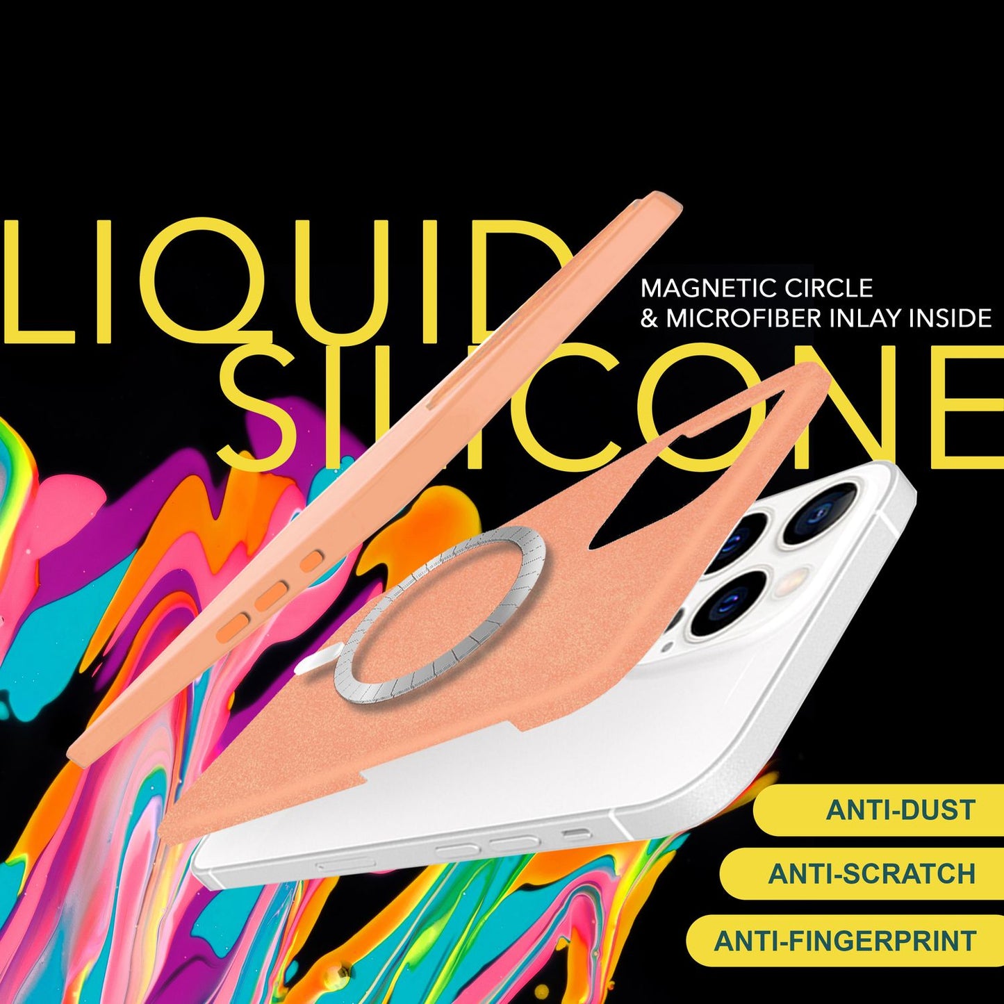 NALIA Magnet Silikonhülle für iPhone 15 Pro Max – MagSafe kompatibel & Liquid Silicone – SLIQ (Soft-Touch Schutz & Mikrofaser Innen) – Marke aus Berlin