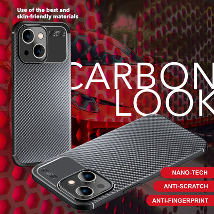NALIA Silikonhülle für iPhone 15 – Rutschfest & Matt – VORTEX (Gebürstete Optik & Carbon Design) – Marke aus Berlin