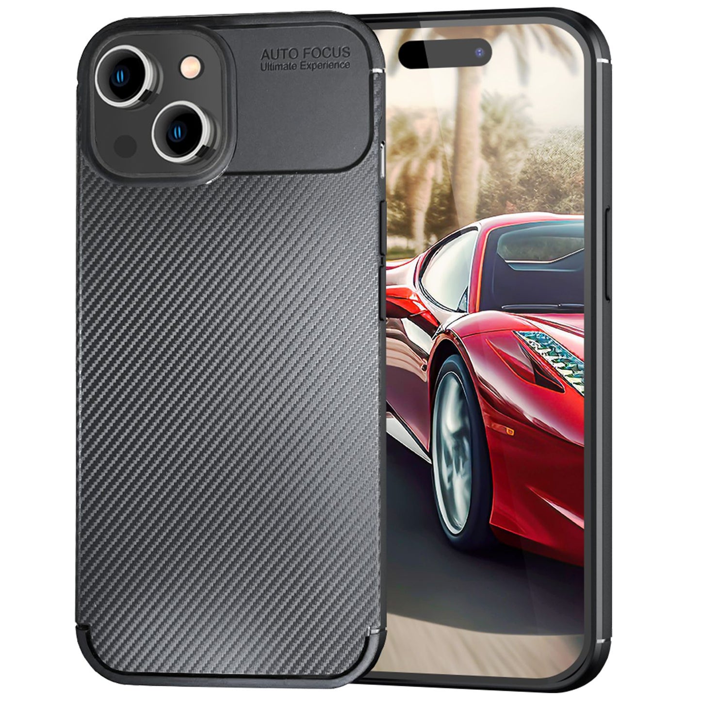 NALIA Silikonhülle für iPhone 15 Plus – Rutschfest & Matt – VORTEX (Gebürstete Optik & Carbon Design) – Marke aus Berlin