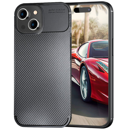 NALIA Silikonhülle für iPhone 15 Plus – Rutschfest & Matt – VORTEX (Gebürstete Optik & Carbon Design) – Marke aus Berlin