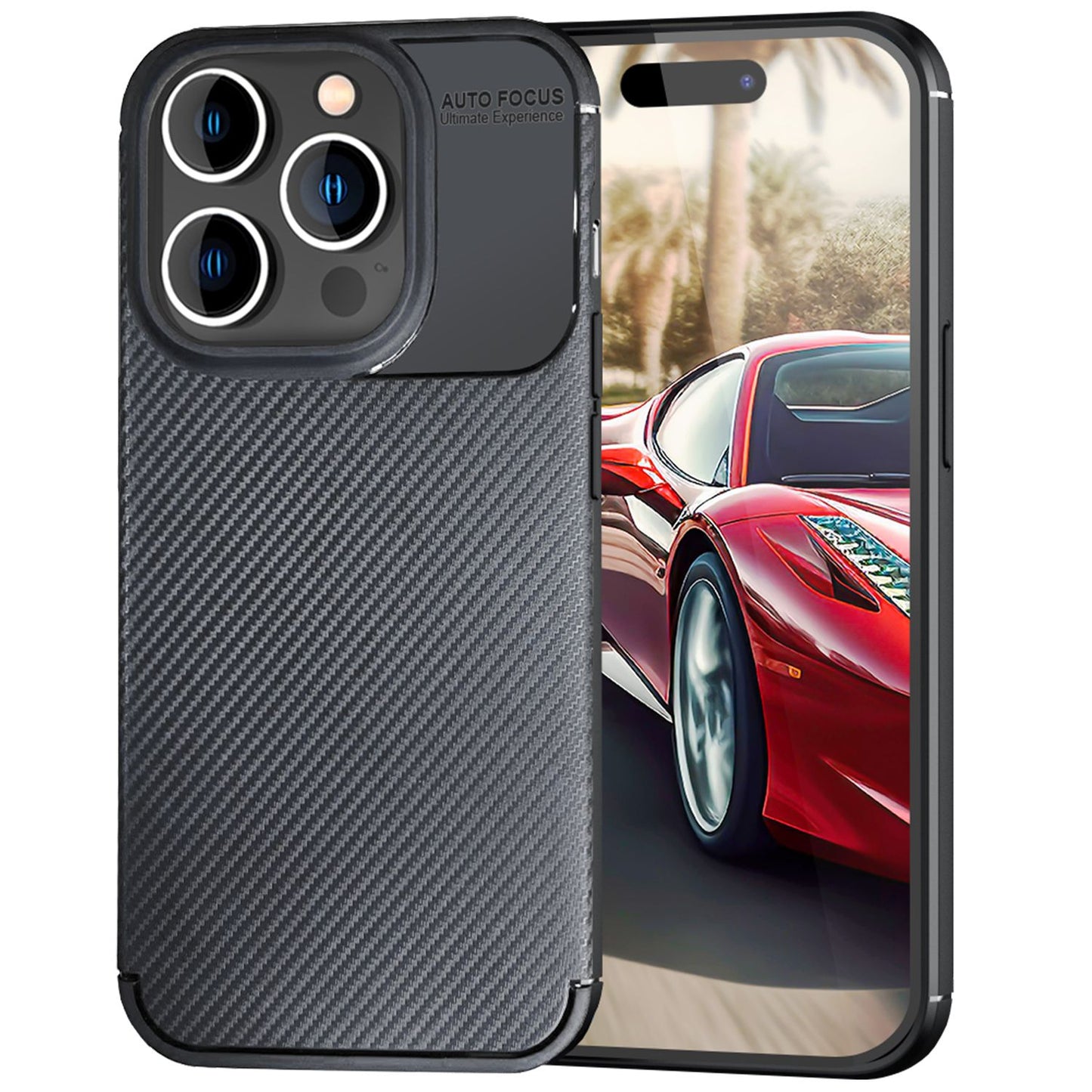 NALIA Silikonhülle für iPhone 15 Pro – Rutschfest & Matt – VORTEX (Gebürstete Optik & Carbon Design) – Marke aus Berlin