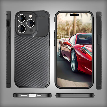 NALIA Silikonhülle für iPhone 15 Pro – Rutschfest & Matt – VORTEX (Gebürstete Optik & Carbon Design) – Marke aus Berlin