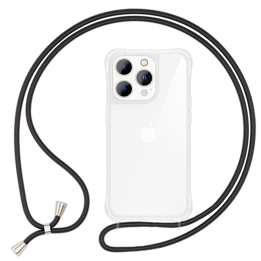 NALIA Handykette für iPhone 15 Pro Max – Transparentes Hybrid-Case & Band – HANGIT PRO (Anti-Gelb Rückseite & Verstellbar) – Marke aus Berlin