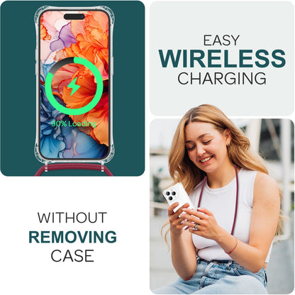 NALIA Handykette für iPhone 15 Pro Max – Transparentes Hybrid-Case & Band – HANGIT PRO (Anti-Gelb Rückseite & Verstellbar) – Marke aus Berlin
