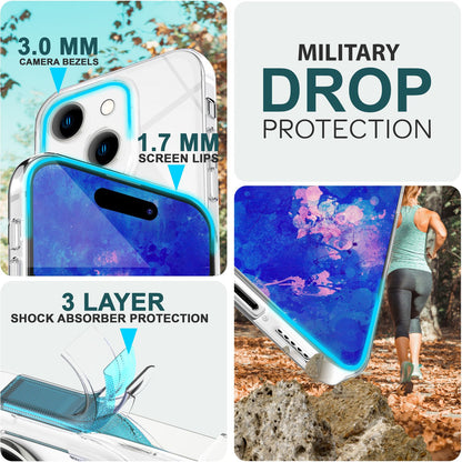 NALIA Transparente Silikonhülle für iPhone 15 Plus – Anti-Gelb & Rutschfest – GLAZE (Handyhülle Kristallklar, Schlank & Stoßfest) – Marke aus Berlin