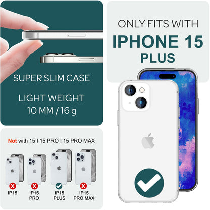 NALIA Transparente Silikonhülle für iPhone 15 Plus – Anti-Gelb & Rutschfest – GLAZE (Handyhülle Kristallklar, Schlank & Stoßfest) – Marke aus Berlin