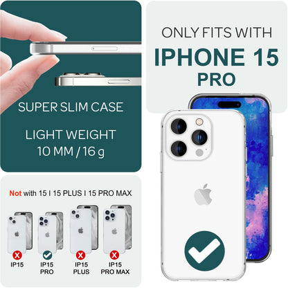 NALIA Transparente Silikonhülle für iPhone 15 Pro – Anti-Gelb & Rutschfest – GLAZE (Handyhülle Kristallklar, Schlank & Stoßfest) – Marke aus Berlin