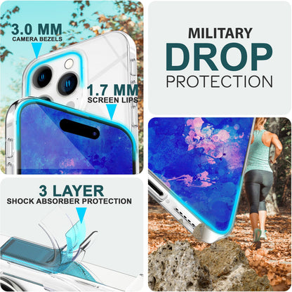 NALIA Transparente Silikonhülle für iPhone 15 Pro – Anti-Gelb & Rutschfest – GLAZE (Handyhülle Kristallklar, Schlank & Stoßfest) – Marke aus Berlin